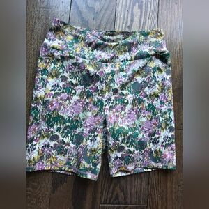 The North Face Women’s Abstract Floral Bike Shorts in Purple, Green & Gold